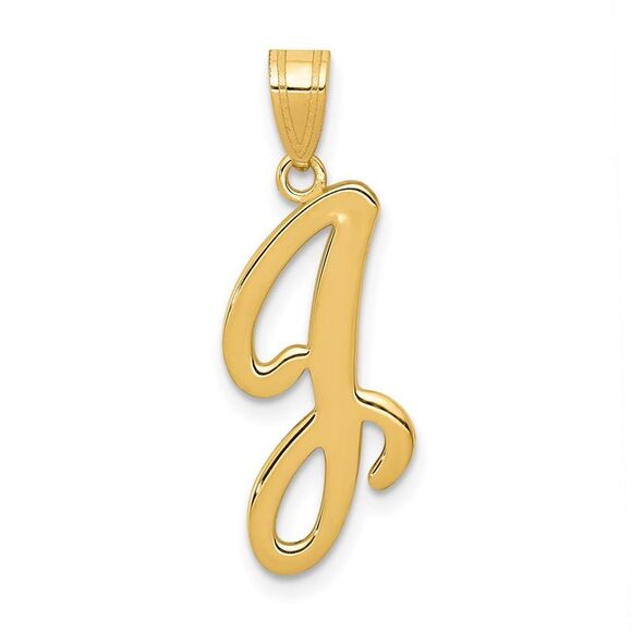 14k Yellow Gold, Mimi Collection, Small Script Initial J Pendant - Picture 1 of 5